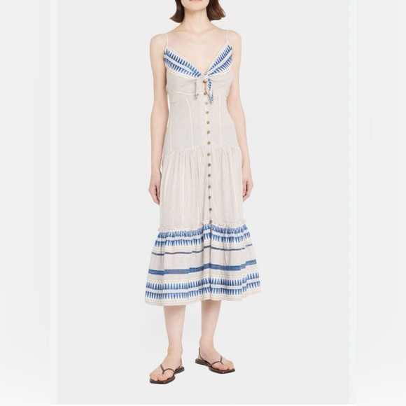 Veronica Beard Abilene Striped Tiered Midi Dress - Picture 2 of 13